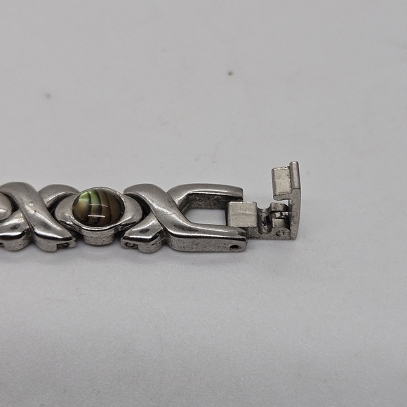 Concepts in Time silver tone watch skinny band with faux abalone and rhinestones - Picture 5 of 6